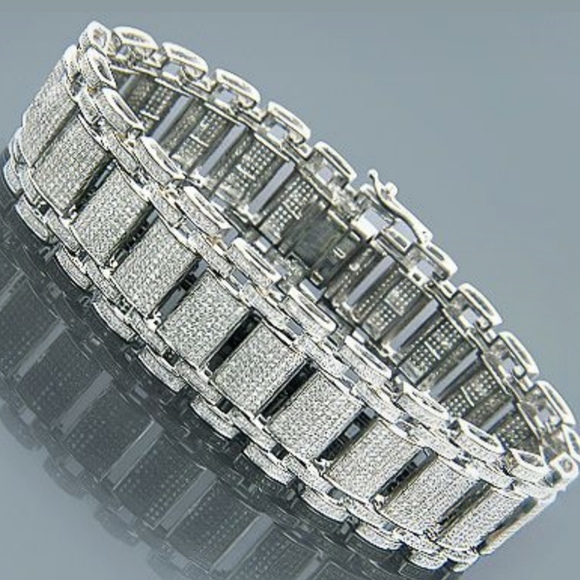 24ct Solid Sterling Silver 925 Bracelet Very Nice Big Heavy Custom - Picture 2 of 9